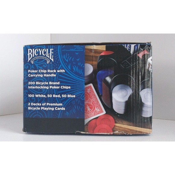 NIB Bicycle Revolving 200 Poker Chips Plus 2 Deck Premium Cards Rack Novelty - Picture 2 of 9